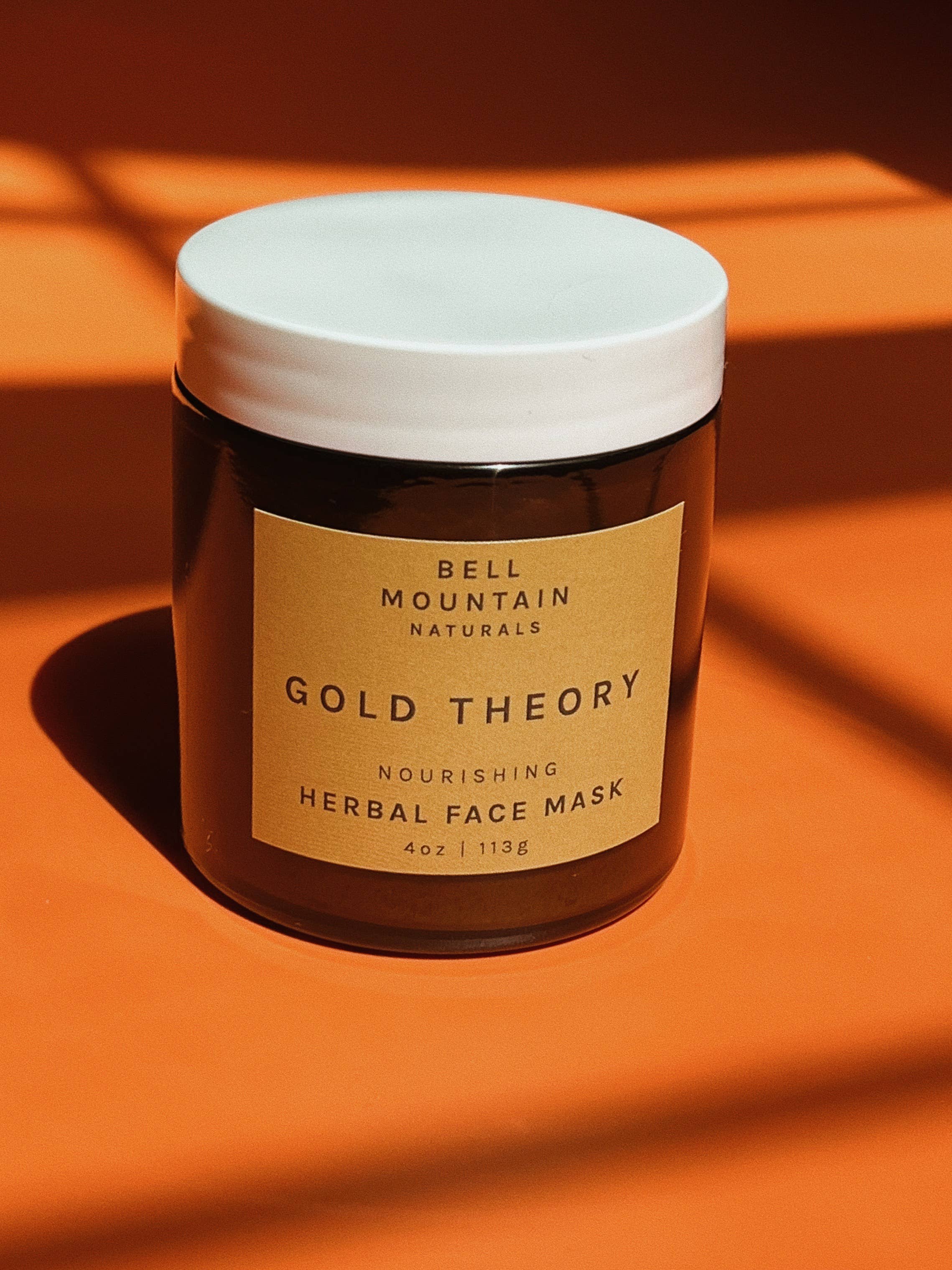 Bell Mountain Naturals - Wholesale Skincare Face Mask - Gold Theory. Herbal Face Mask. 4 ounce Glass Jar.1