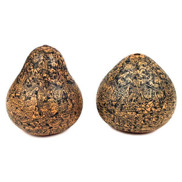 Extra Fine Carved Gourd With Extreme Detail 3-4" for wholesale by Sanyork Fair Trade