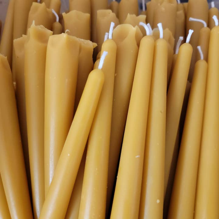 8" Traditional Taper | Beeswax Candle for wholesale by Farm and Hive