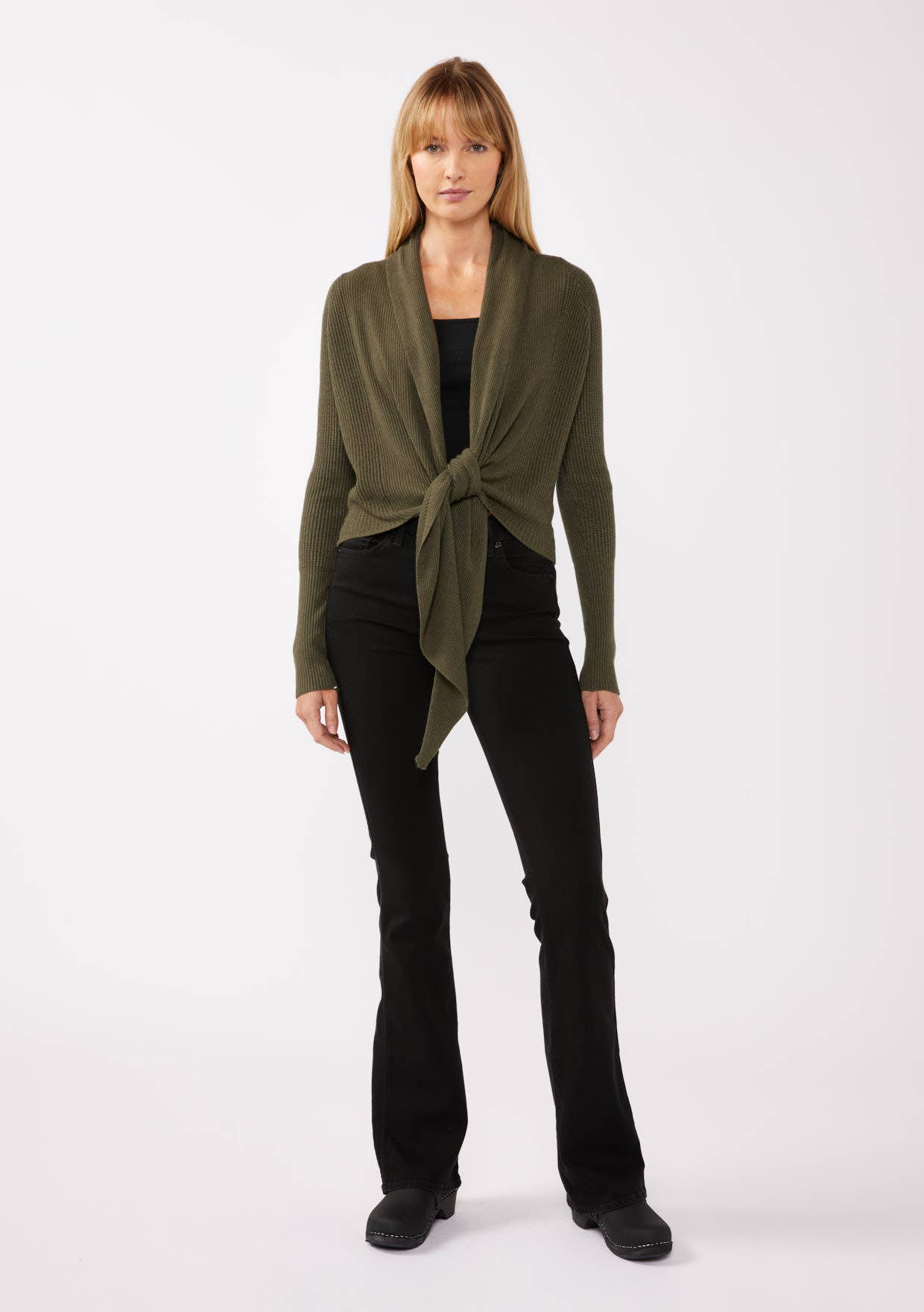 Lovestitch - Wholesale Cardigan - Women's - Waffle Knit Long Sleeve Tie Front Cardigan53