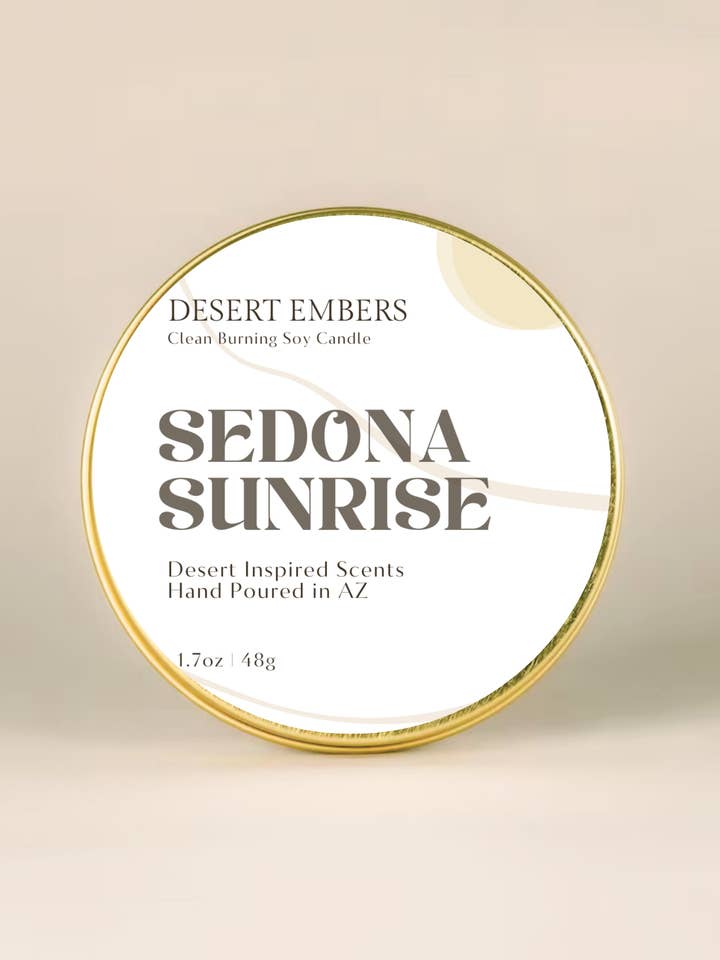 Sedona Sunrise Gold Travel-Friendly Candle for wholesale by Desert Embers, LLC