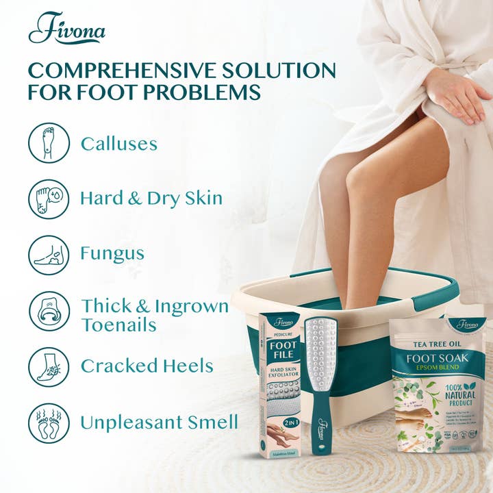 FIVONA - Wholesale Foot Scrub/Polish - Epsom Salt Foot Soak Care Kit 3 in 1 Natural SPA Set2
