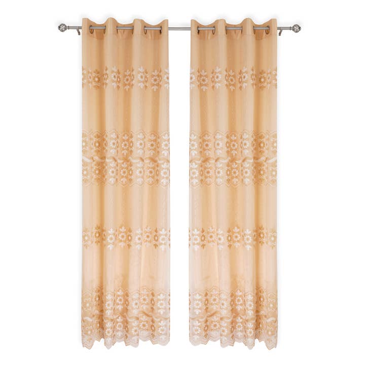 Valentina Sheer Embroidered Window Curtain Panels for wholesale by Floris Linens