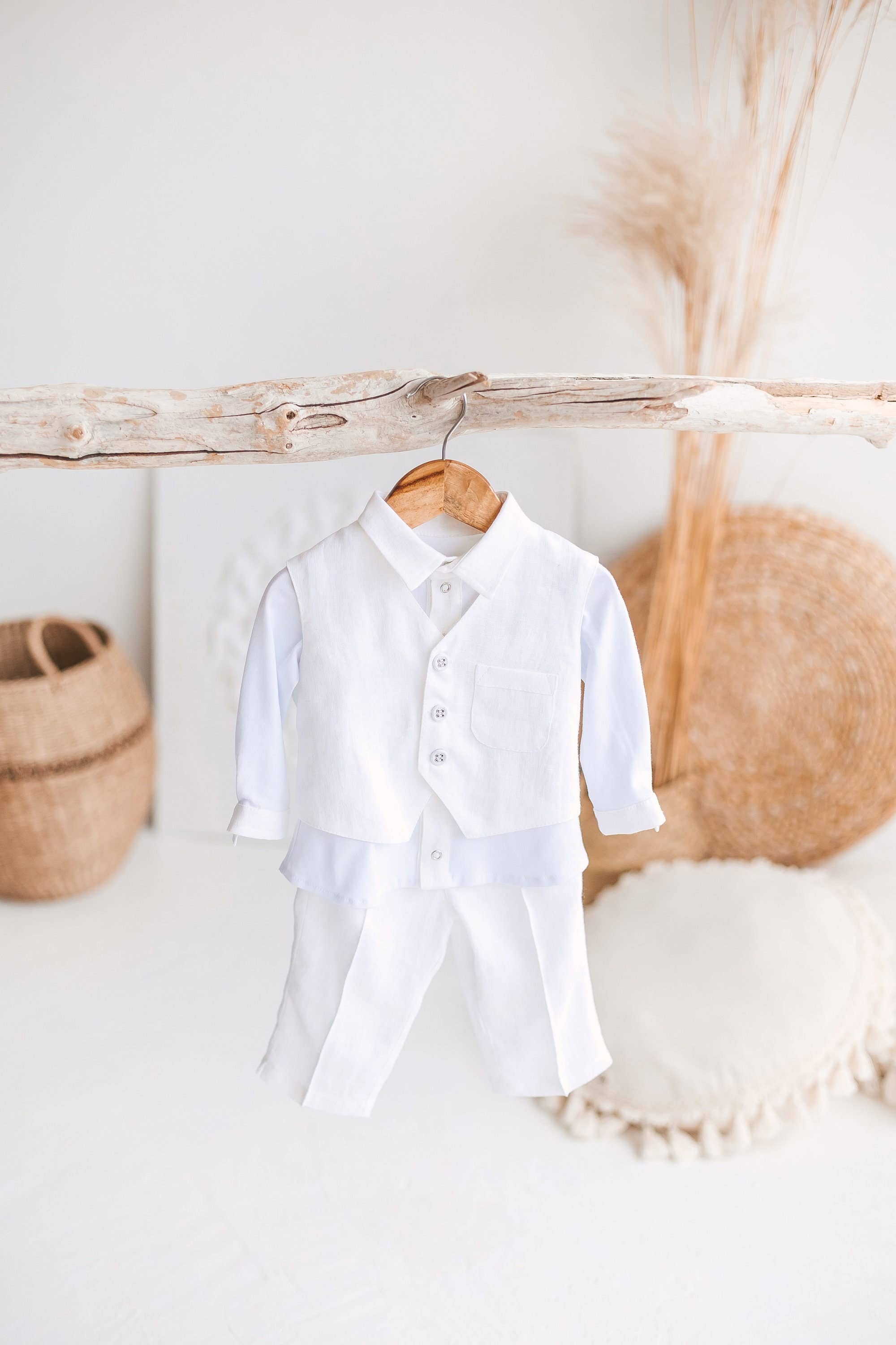 Matrinna – wholesale Clothing set – Baby – Baby Boy White Baptism and Christening Outfit4