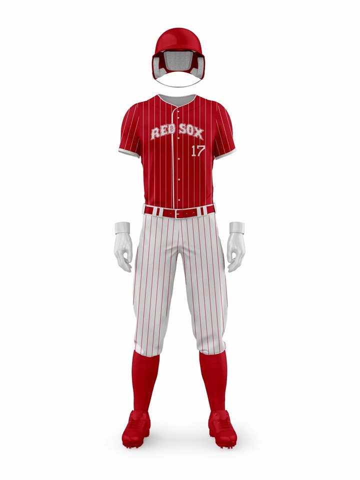 Custom Redsox Baseball Uniform for wholesale by Midfield Apparel LLC