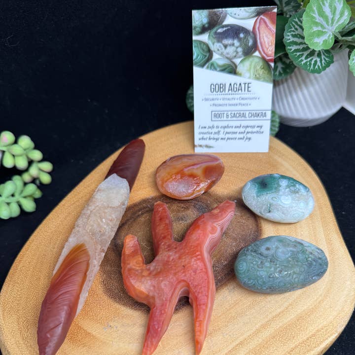 5 stuks zeldzame Gobi-woestijnagaat toverstaf & handsteen G628 voor wholesale door The 7 Directions