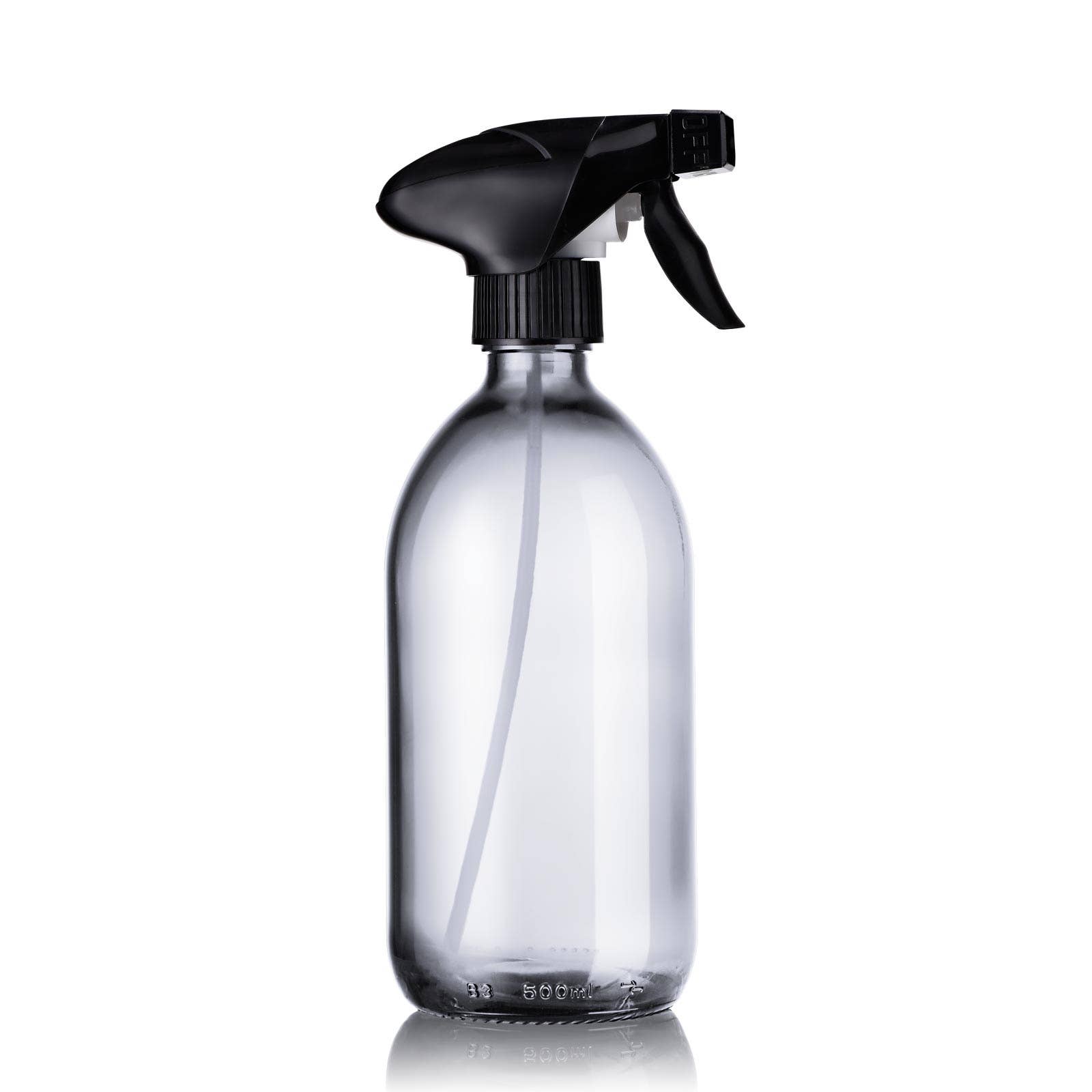 Little Pots - Wholesale Spray Bottle - Refillable black trigger spray bottle in white glass1