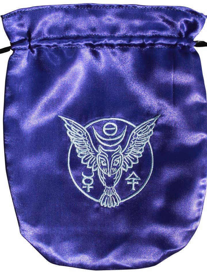 Blue Satin Owl Tarot Bag STB06 for wholesale by Starlinks Gifts