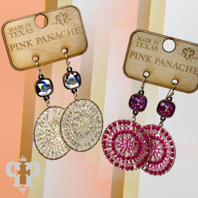 Pink Panache Brands - Wholesale Dangle Earrings - Woven bead earring, Austrian crystal