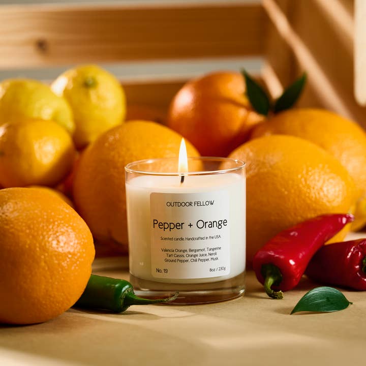 Outdoor Fellow - Wholesale Jar/Filled Candle - Pepper and Orange Scented Candle