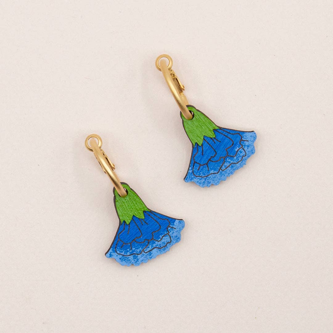 Materia Rica ☀️ - Wholesale Dangle Earrings - Dancing Blue Marigold Earrings0