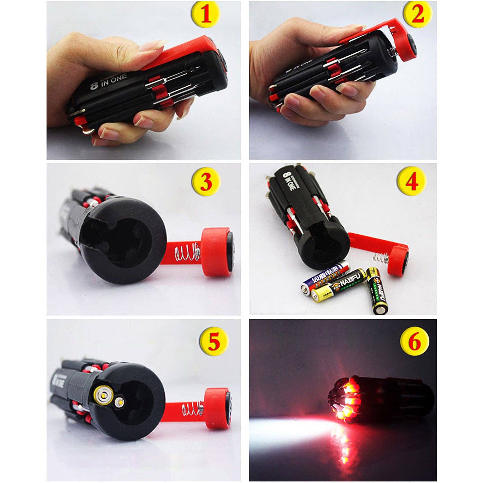 Alltronics (DBA Alltrolite) - Wholesale Handy Tool - Spider 8 In 1 Multi-Screwdriver Flashlight (FA2113)11