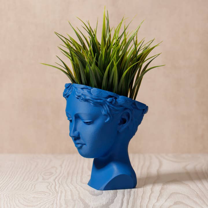 Ingadi - Wholesale Plant Pot - VENUS ELEGANCE: ECO-FRIENDLY 3D-PRINTED HEAD PLANTER - Blue4