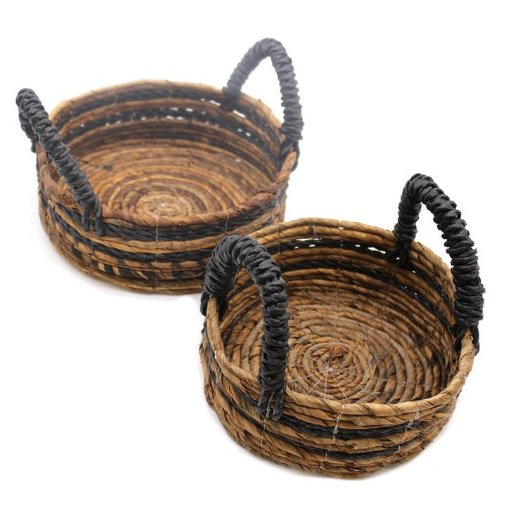 Ancient Wisdom - Wholesale Basket - Banana Leaf & Hitam Raffia Basket- Set of 2