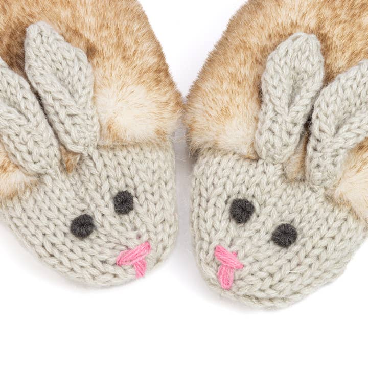 Peppercorn Kids - Wholesale Mittens - Kids - Kids Bunny Rabbit Knit Mittens -Oat Beige Girls 3-6, 6-123