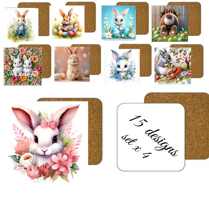 Påskfyrkantig underläggssublimering x 4 presentset set underlägg presentset för wholesale av SubliMasterUK