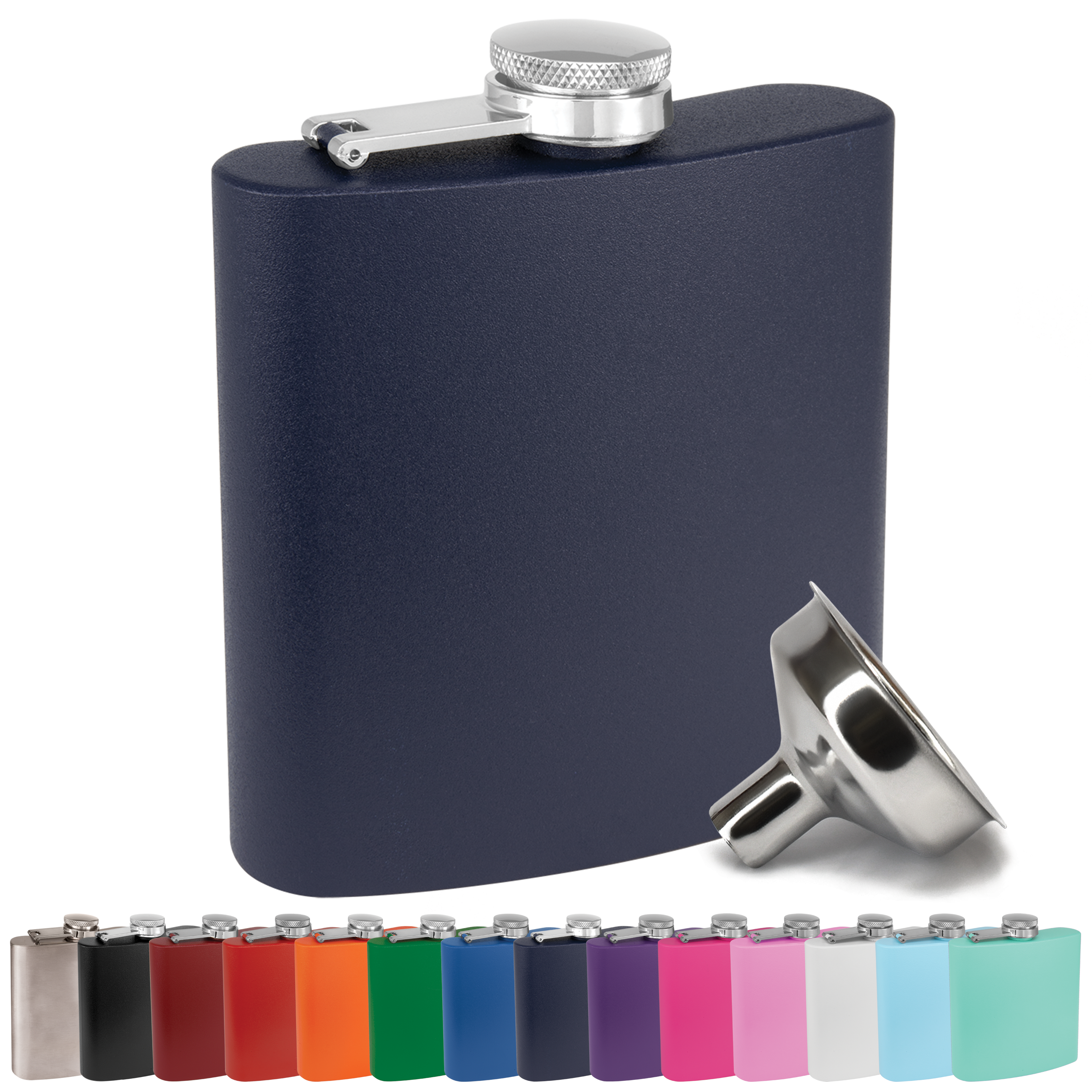 Clear Water Home Goods - Vente Flasque - Flacon à hanche en acier inoxydable de 6 oz avec entonnoir | Flacon revêtu de poudre39