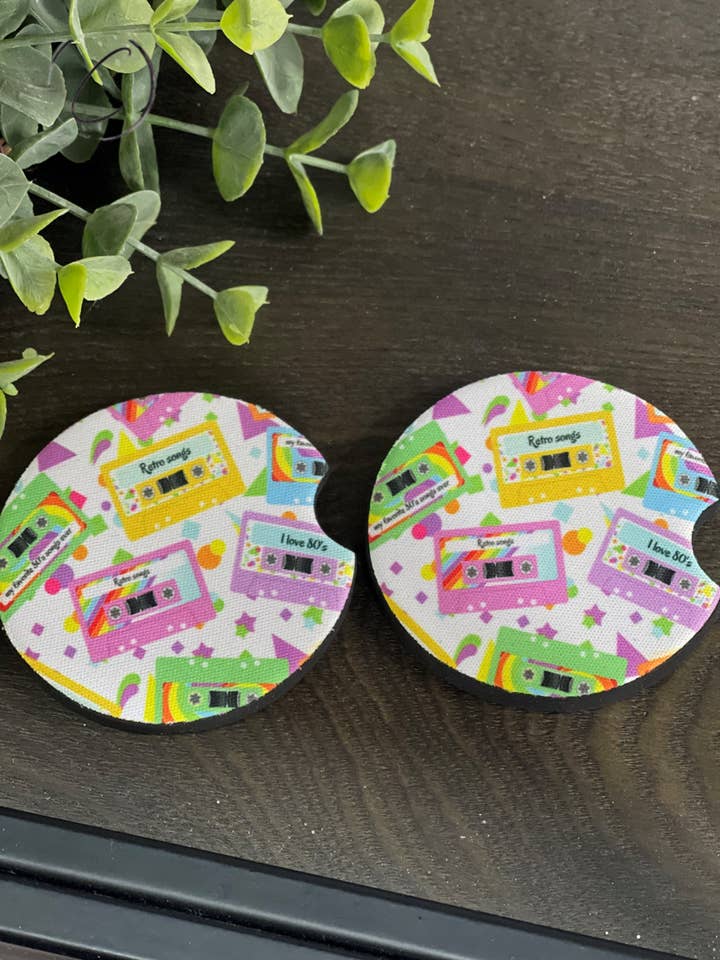 80's Cassettes Car Coaster Set for wholesale by CMD Wholesale