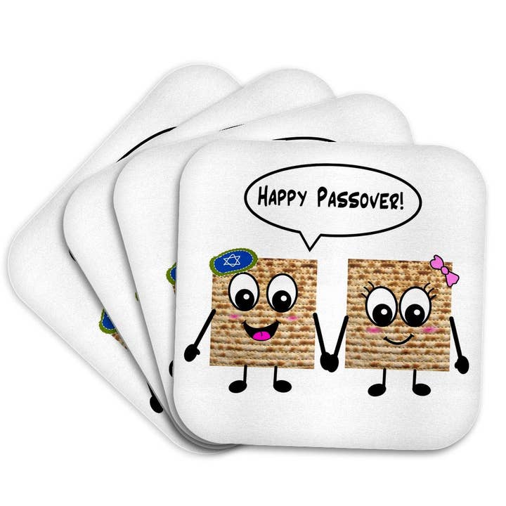 3dRose, Happy Passover - Cute smiling Matzah cartoon - Happy Smiling Matzot for Pesach - Jewish Holiday gift, Coaster for wholesale by 3dRose