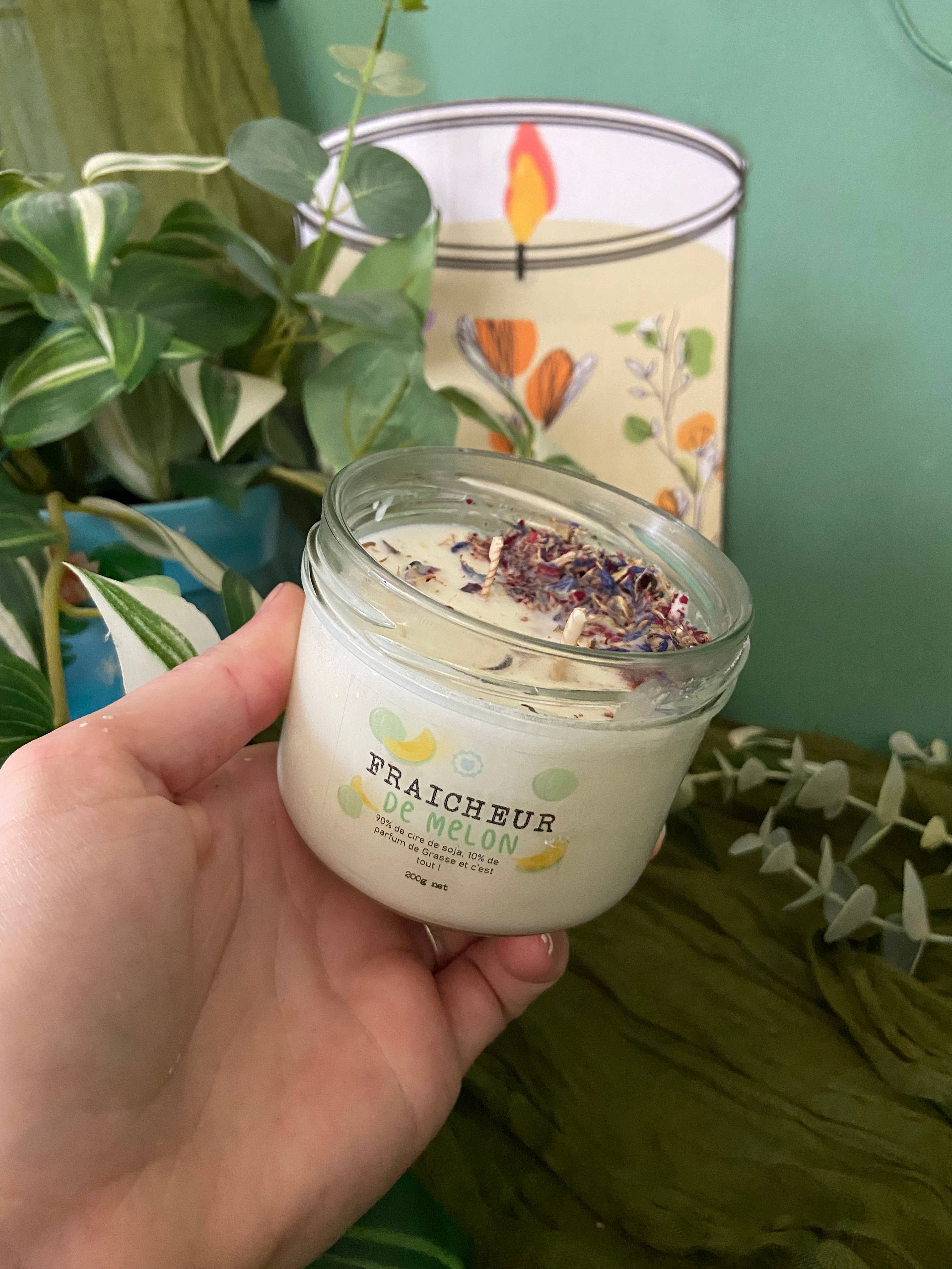 Lilium Blanc - Wholesale Jar/Filled Candle - Soy Wax Melon Candle & Flower Petals