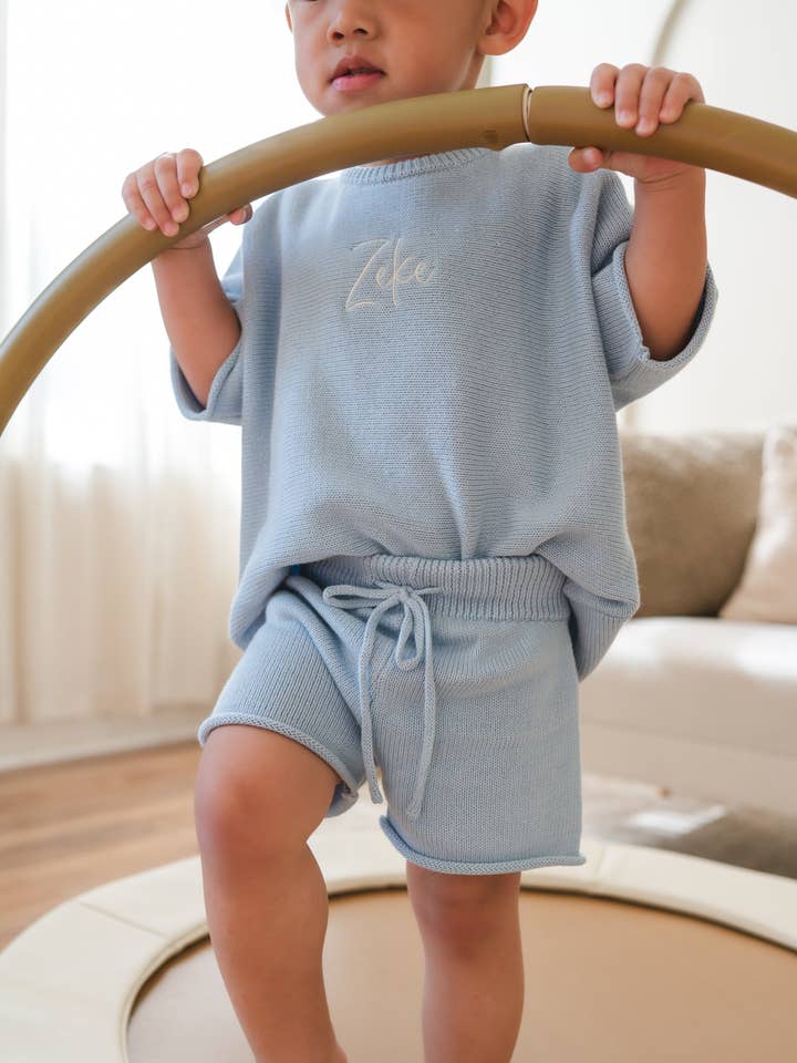 Conjunto de Punto de Verano Sobredimensionado - Cielo para venta al por mayor de Pine Kids