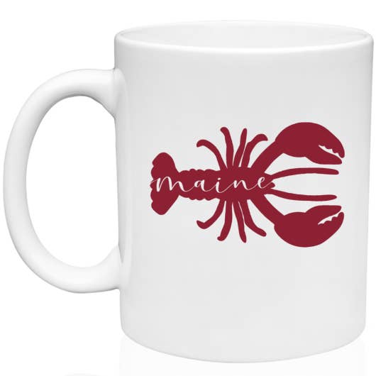 Maine Lobster Mug, 11 oz, White for wholesale by Hemlock Ridge Designs