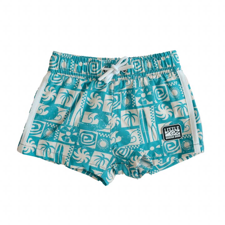 Vintage Blue Swell Swim Trunks for wholesale by The Little Surfer Dude