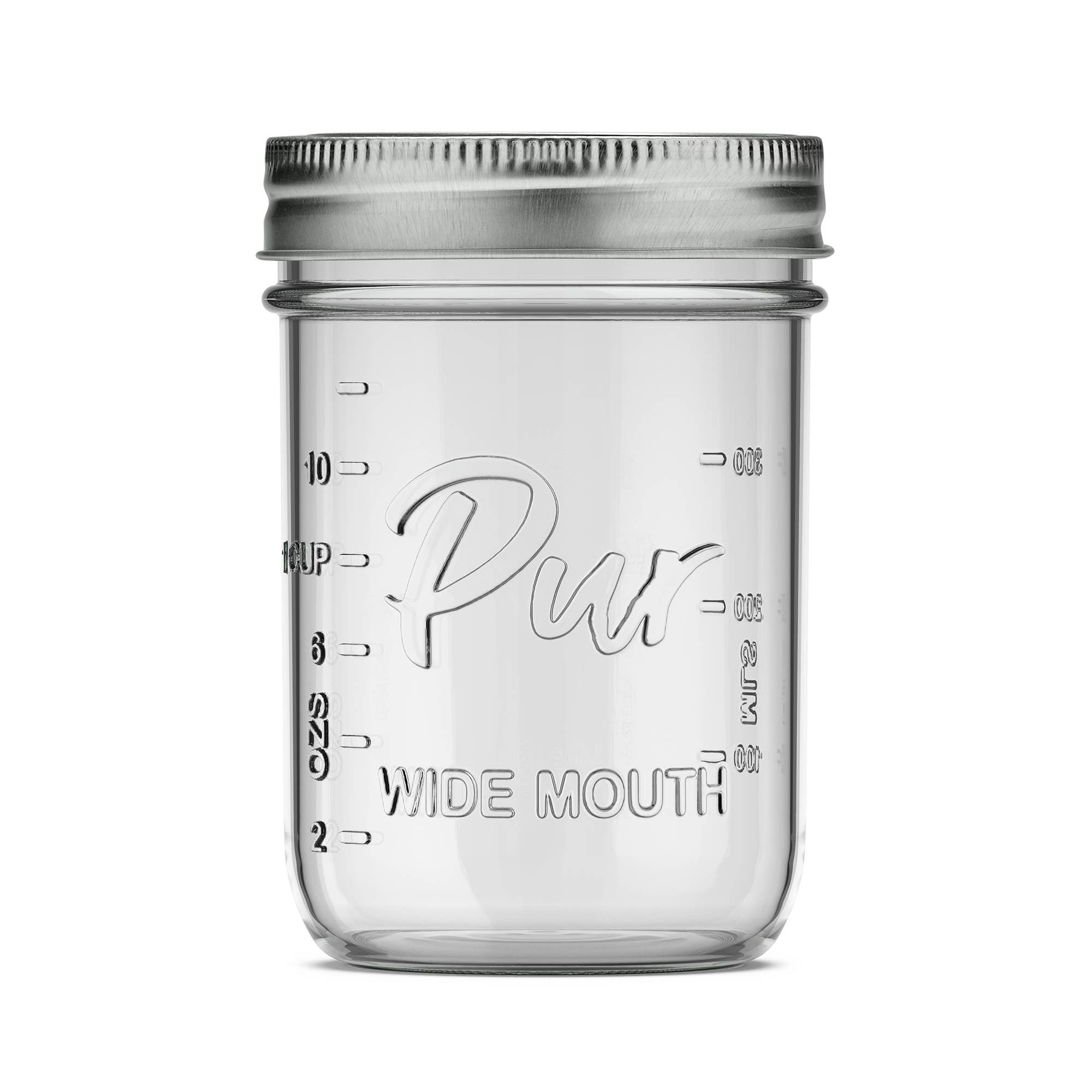 Pur Mason - Wholesale Jar - 16oz Wide Mouth Mason Jar with Lid and Band - 12 Pack1