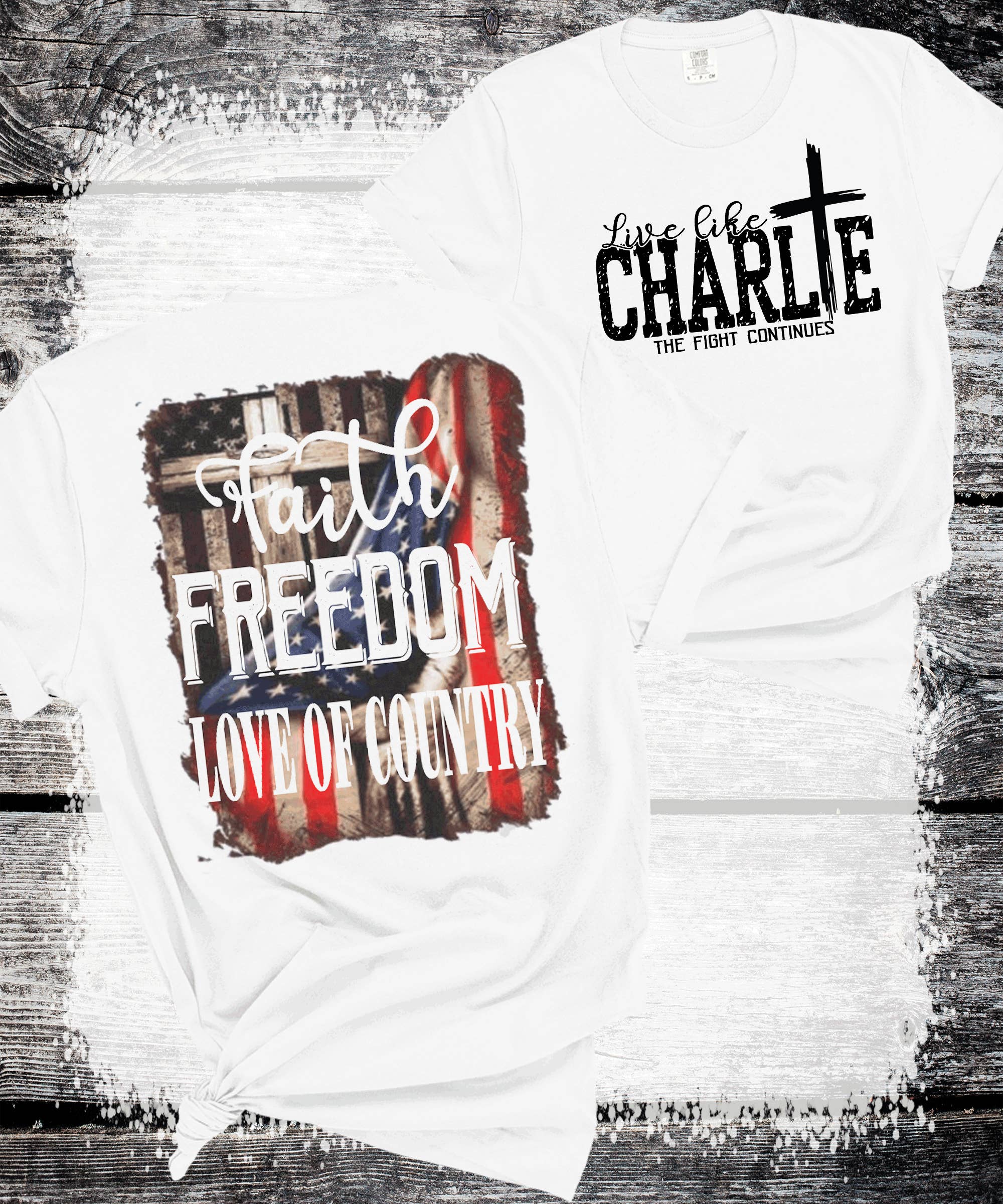 A Blessed Texas Mess Boutique - Vente Sweat-shirt à imprimés – femme - Vivez comme Charlie tendance Partisans de Kirk Foi Liberté