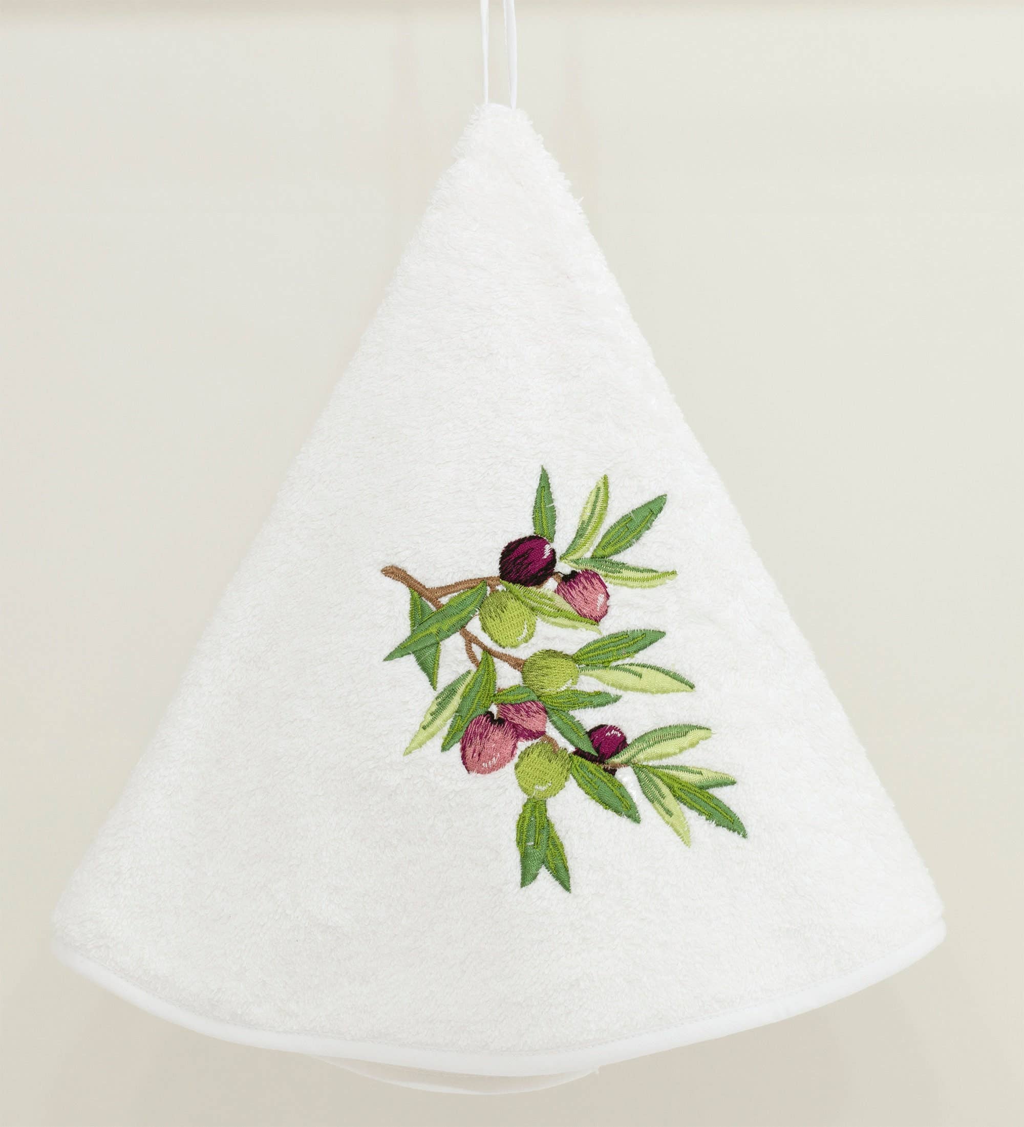 Nordlinen – wholesale Kökshandduk – Runda handdukar med broderad olivkvist för kök och badrum1