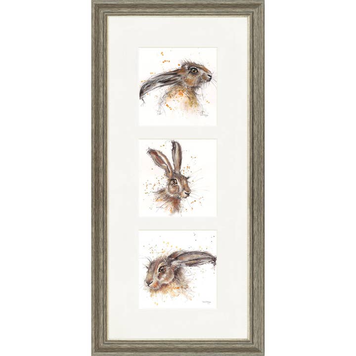 Hare Raisers Triptych Framed Print for wholesale by Bree Merryn Art Ltd
