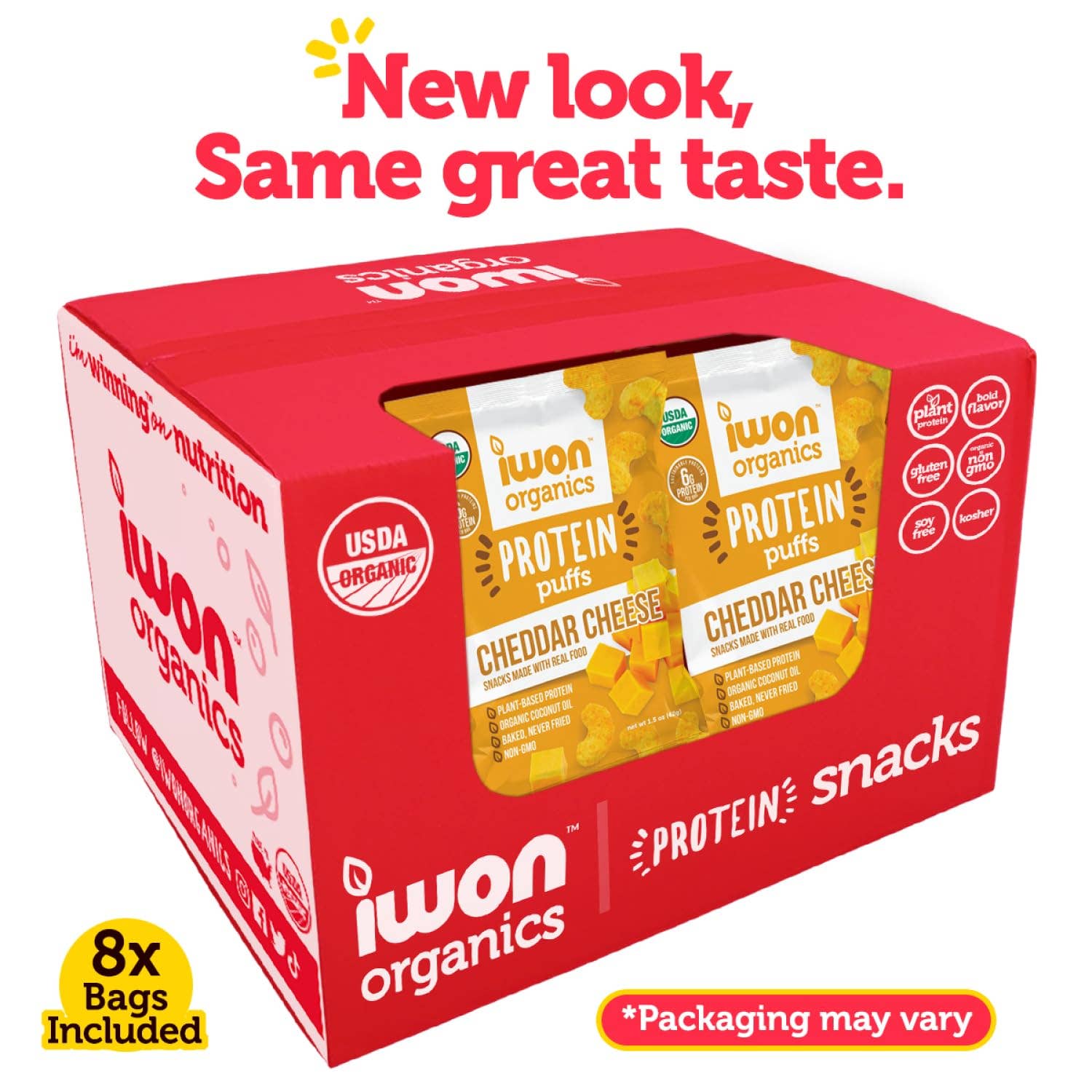 L&F Universal Goods - Wholesale Puffed Snack - IWON ORGANICS ORGANIC PUFFS 8/1.5OZ CHEDDAR CHEESE0