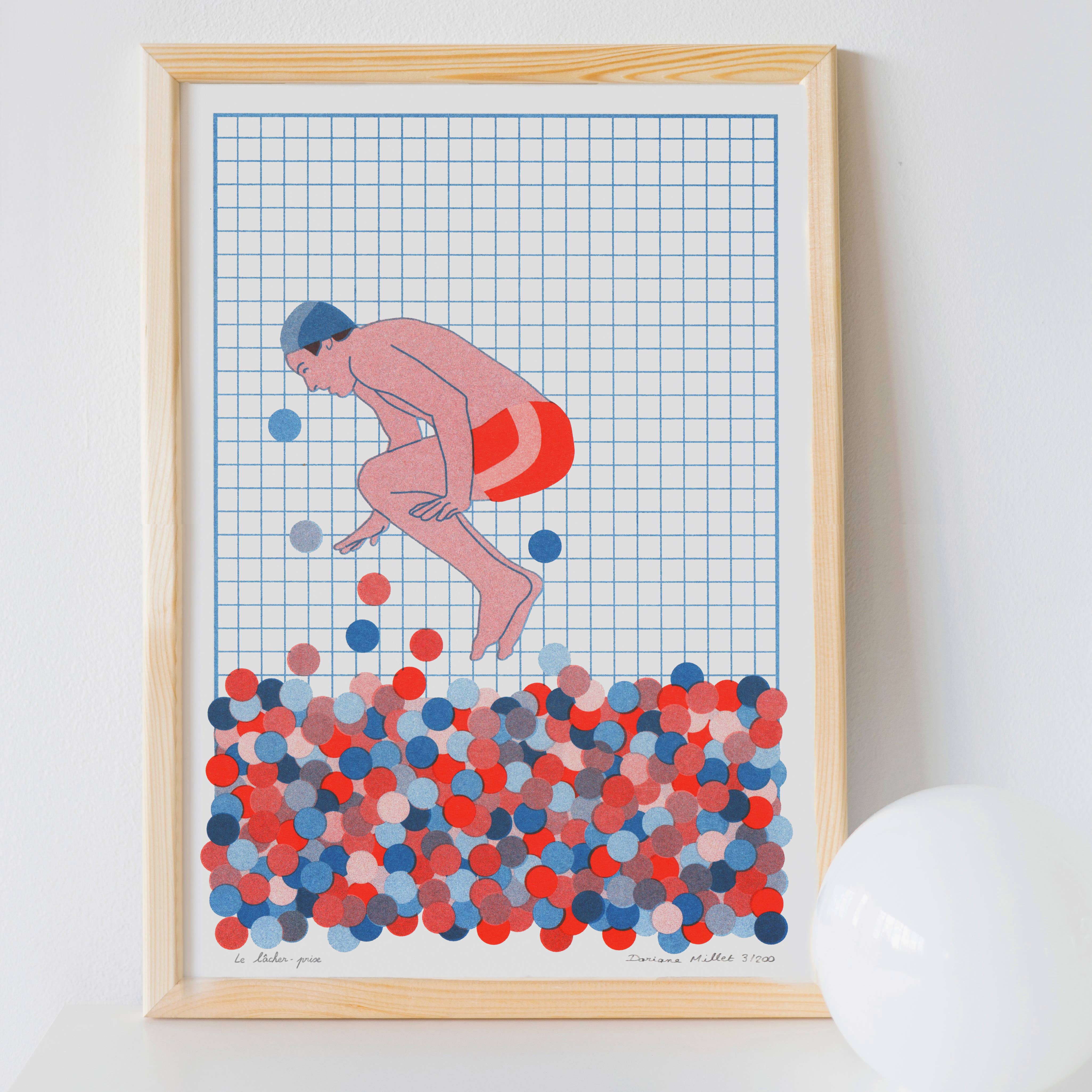 Doriane Millet - Wholesale Art Print - Letting go - A4 risography - Signed limited edition4