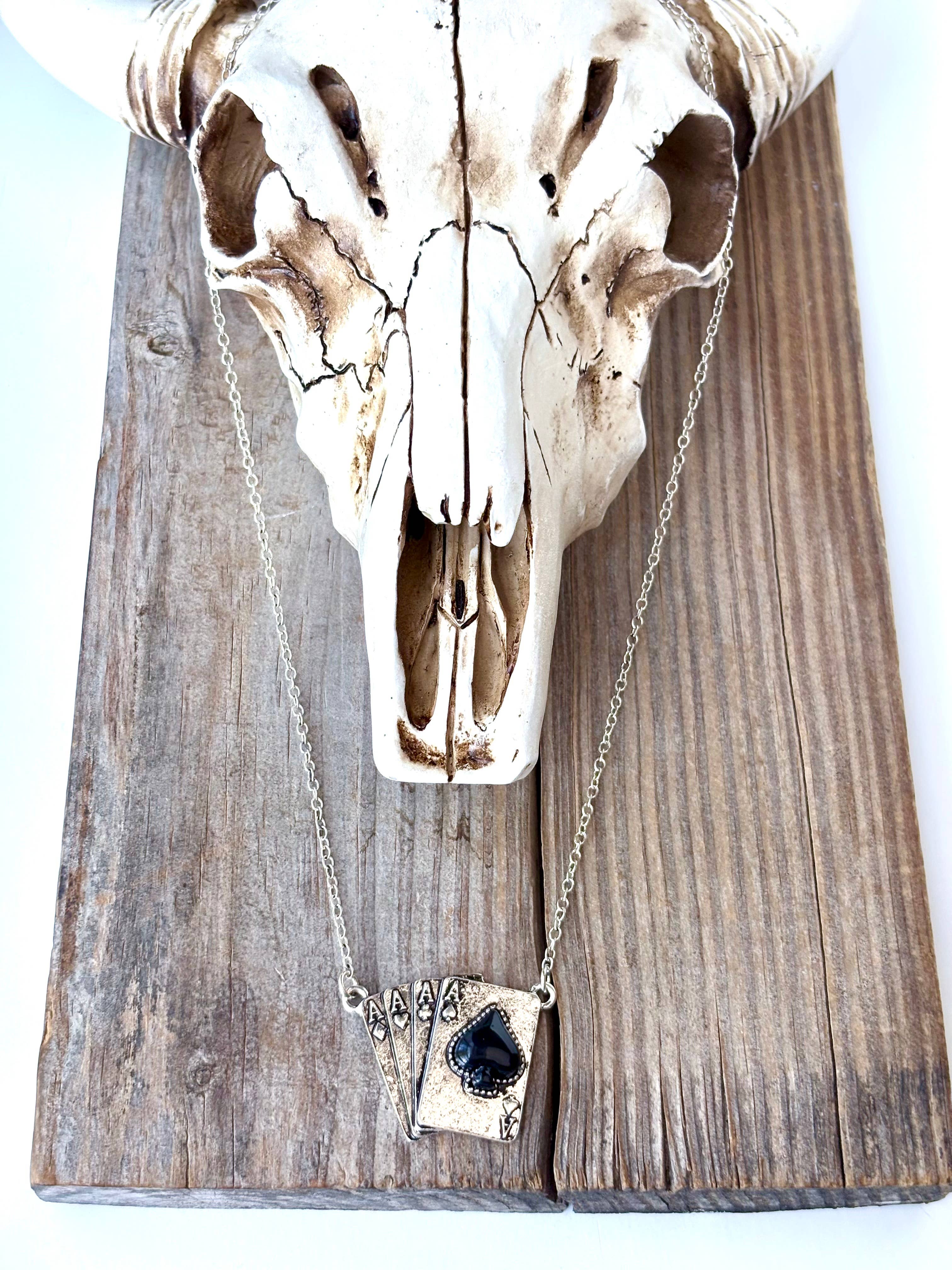 Boho Ranch Shop - Wholesale Pendant/Charm Necklace - Spade Ace Playing Card Stone Pendant Necklace1
