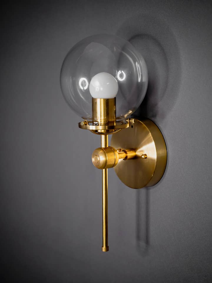 Achilles 6in Globe Vanity Mid Century Industrial Sconce for wholesale by Lustrous Lumens