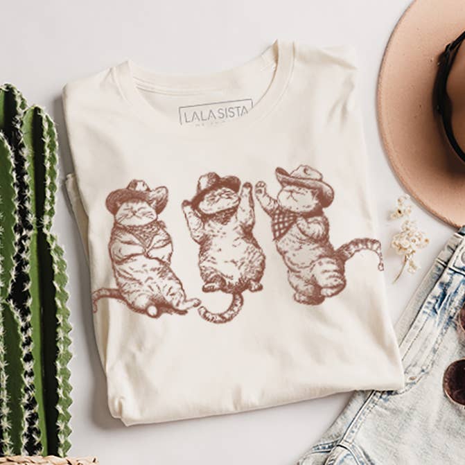 COWBOY CATS WESTERN GRAFISK T-SHIRT for engroshandel hos LaLaSista