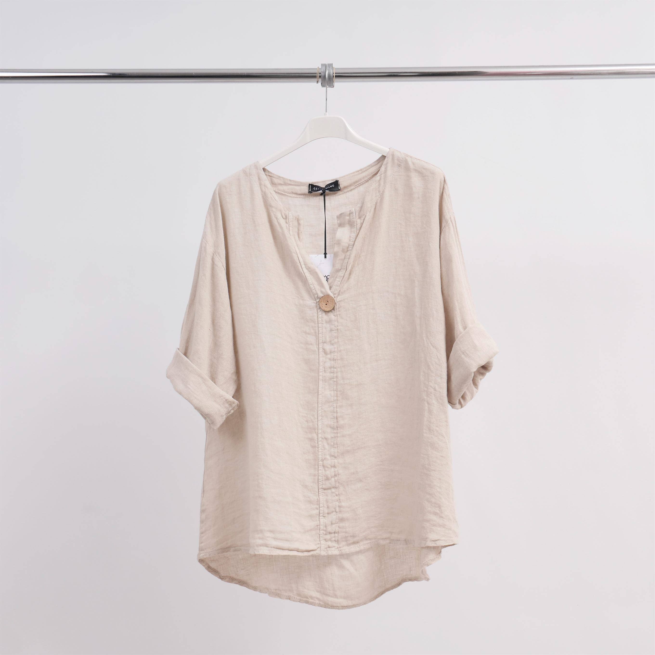 Cecile Wang - Wholesale Tunic - Women's - Linen mao-collar tunic 173241