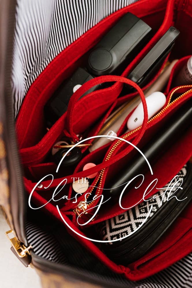 The Classy Cloth WS - Wholesale Purse/Bag Accessory - Women's - Tote Bag Purse Organizer Insert - Red RTS1
