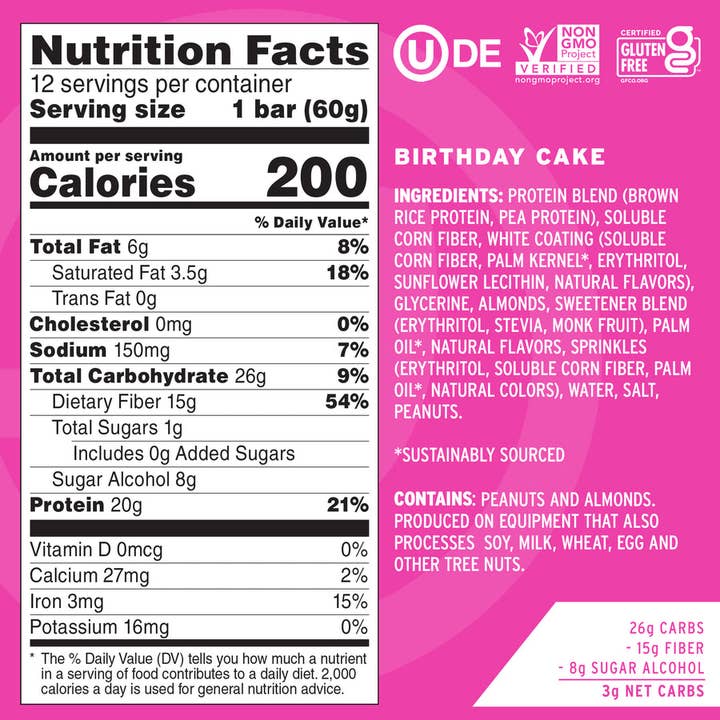 No Cow - Wholesale Snack Bar - No Cow Protein Bars, Birthday Cake, 12 Pack3