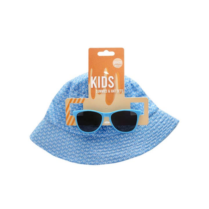 Shark Eyes, Inc - Wholesale Sunglasses - Kids - Boys Sunglasses with Bucket Hat New Kids Blue Water Combo