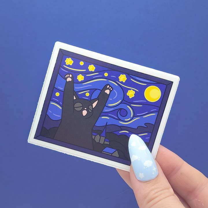 The Purry Night Vinyl Sticker for wholesale by Toku Arts