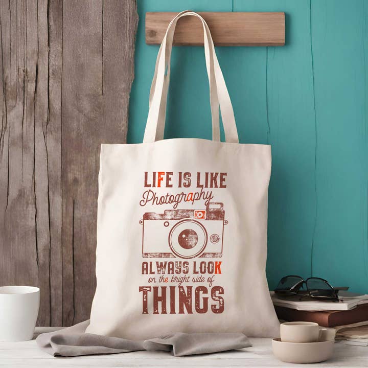 Life Is Like Photography Tote Bag | Inspirational Bags for wholesale by EllieBeanPrints