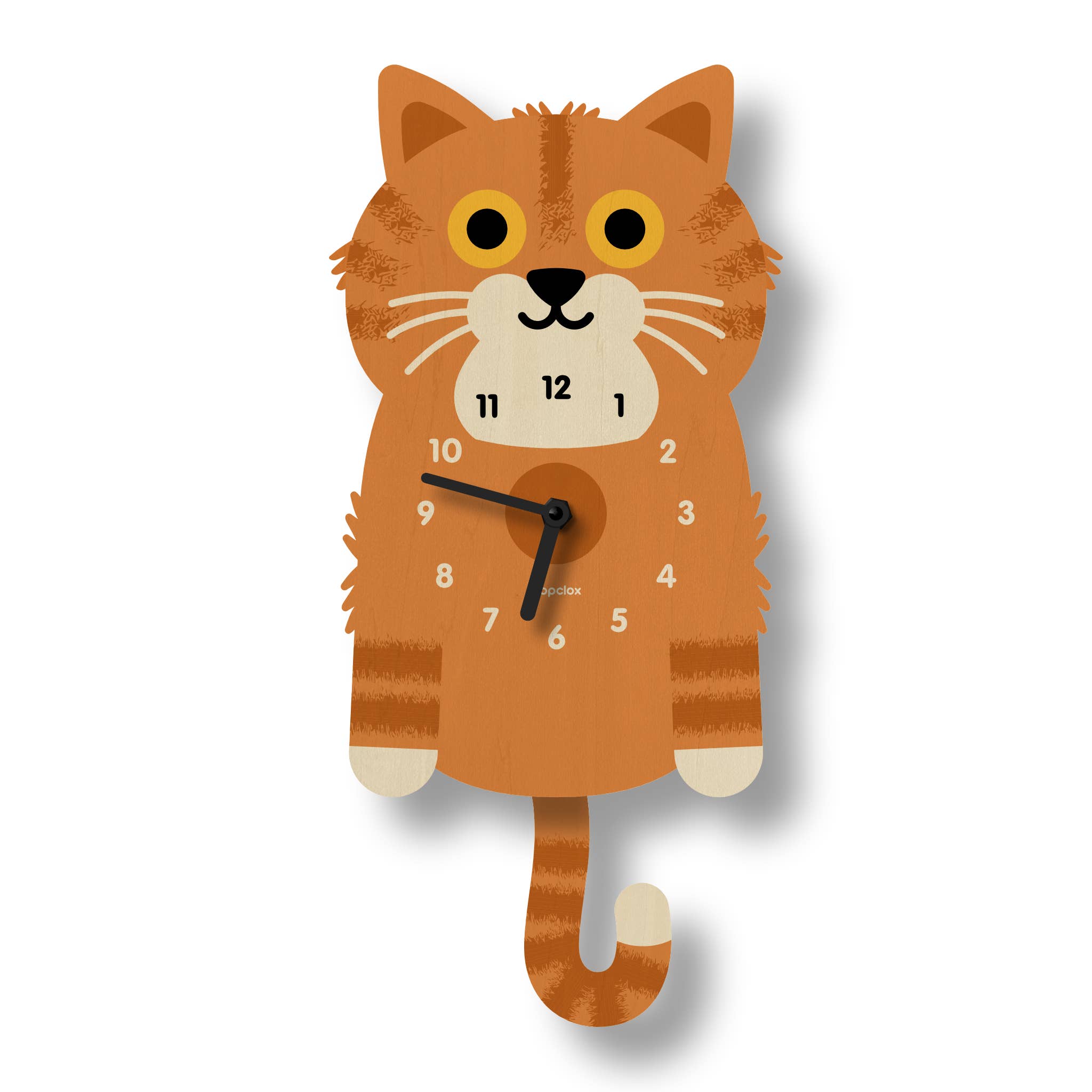 Popclox - Wholesale Wall Clock - Kitten Pendulum Clock - Wood1