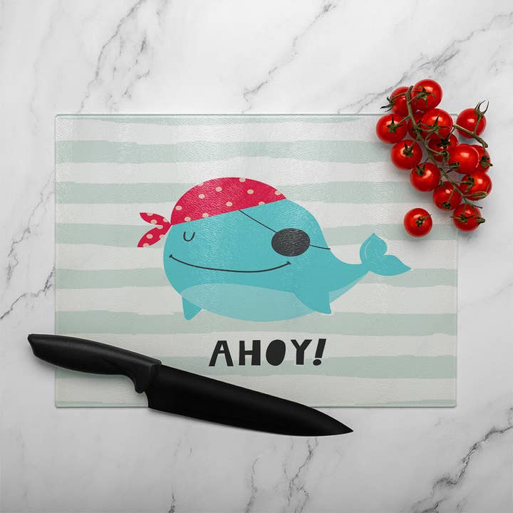 Benjamin Tate Design - Wholesale Cutting Board - Ahoy! Whale Glass Chopping Board1
