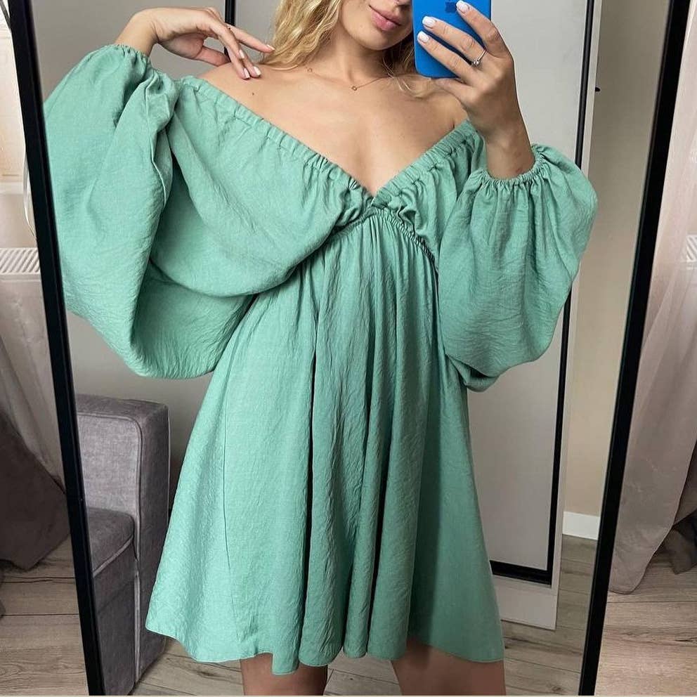 Mapcie - Wholesale Dress - Women's - FRONT AND BACK WIDE V NECK DRESS14