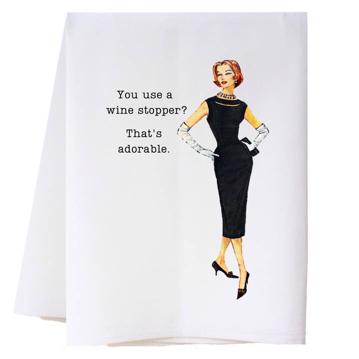 Wine Stopper Kitchen Towel for wholesale by Cora & Pate