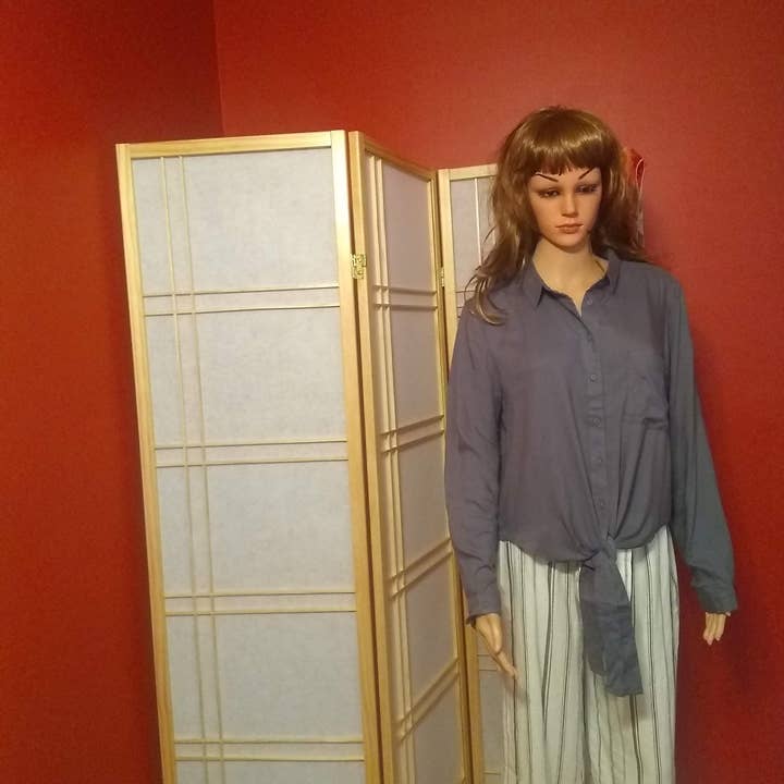 Button down front pocketed tie front woven shirt for wholesale by Jones & Ivy Collections, Inc.