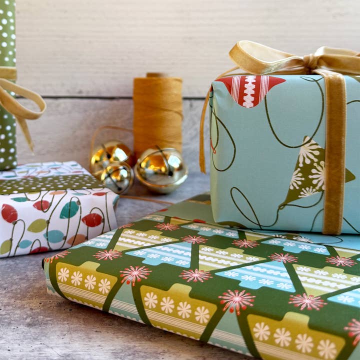 Slow Notes - Wholesale Flat Wrap - Scandinavian Vintage Trees Double-Sided Wrapping Paper6
