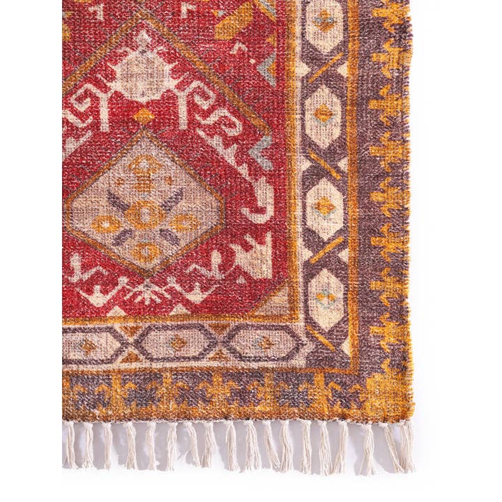 Linen Connections – Großhandel Teppichvorleger – Moroccan Oasis Boho Teppich, großflächig, Heimdekor, Rot/Grau