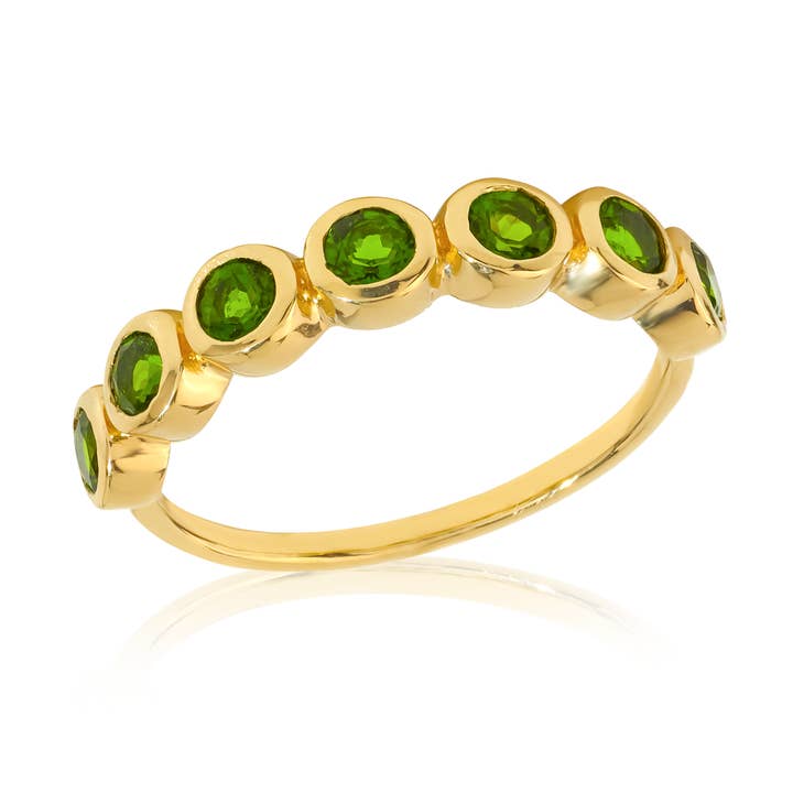 Tiramisu – Großhandel Einzelstein-/Solitär-Ring – Vergoldeter Silber-Chromdiopsid-üppiger Halo-Bandring0